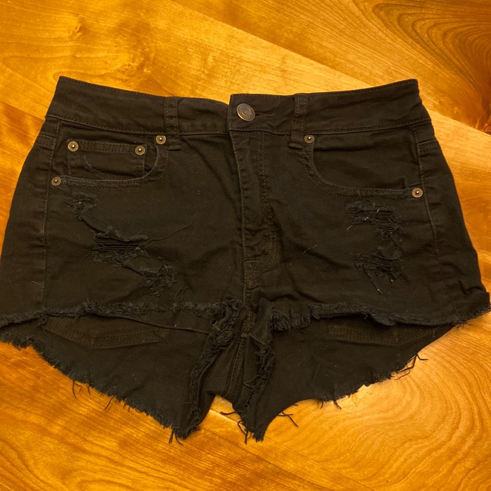 American Eagle black short shorts mid rise